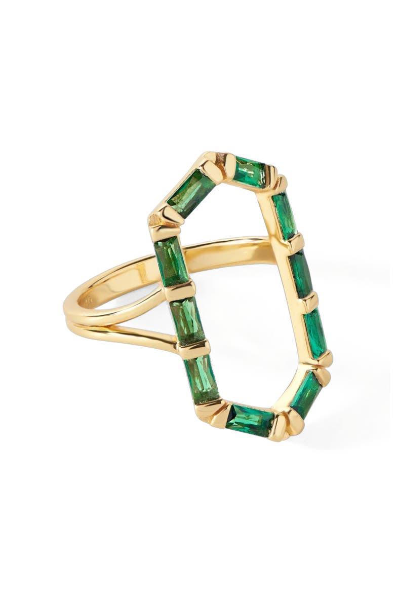 The James Ring, Alternate, color, Gold/Emerald CZ