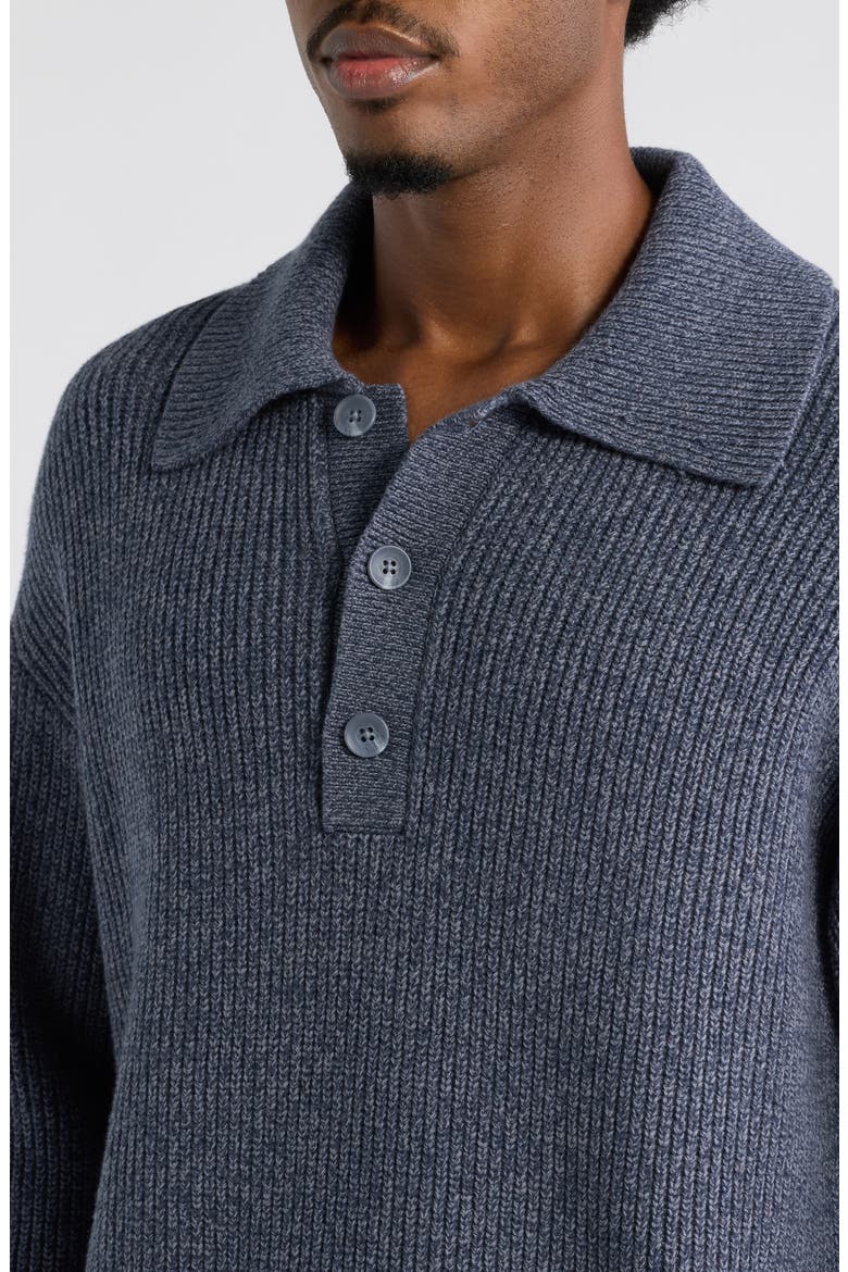 Space Dye Cotton Blend Sweater Polo, Alternate, color, GREY FOLKSTONE