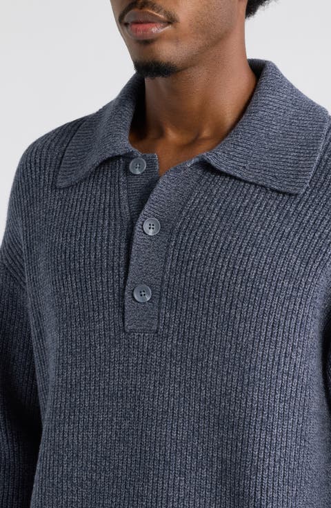 Space Dye Cotton Blend Sweater Polo
