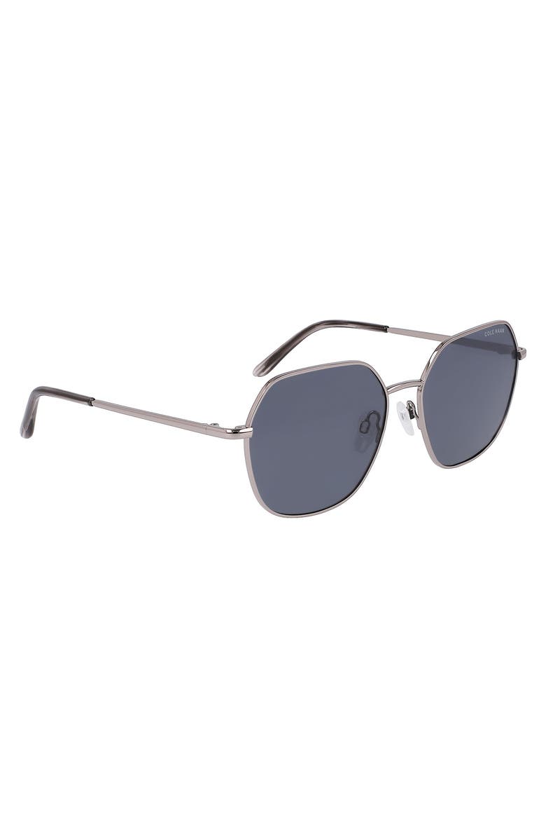 Cole Haan 58mm Full Rim Metal Square Polarized Sunglasses, Alternate, color, Gunmetal