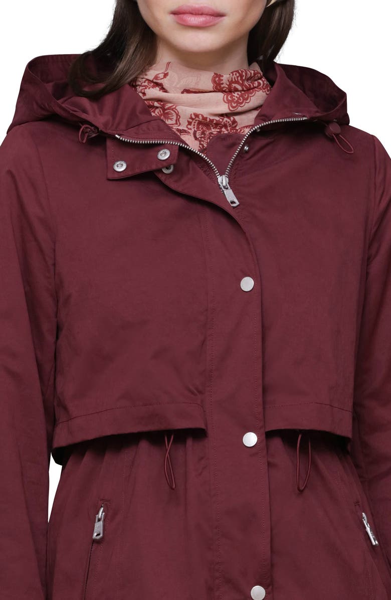 Avec Les Filles Hooded Maxi Rain Anorak, Alternate, color, Burgundy