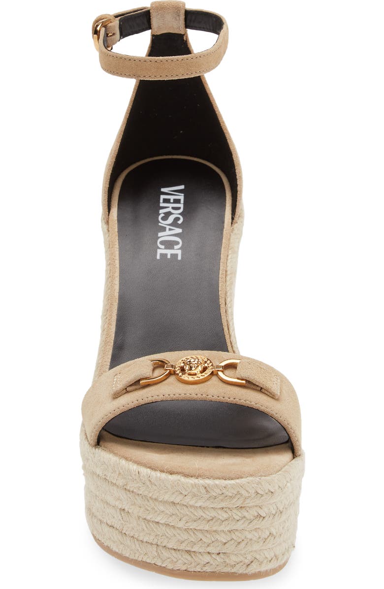 Versace Medusa '95 Espadrille Wedge Sandal, Alternate, color, Mastic/ Versace Gold