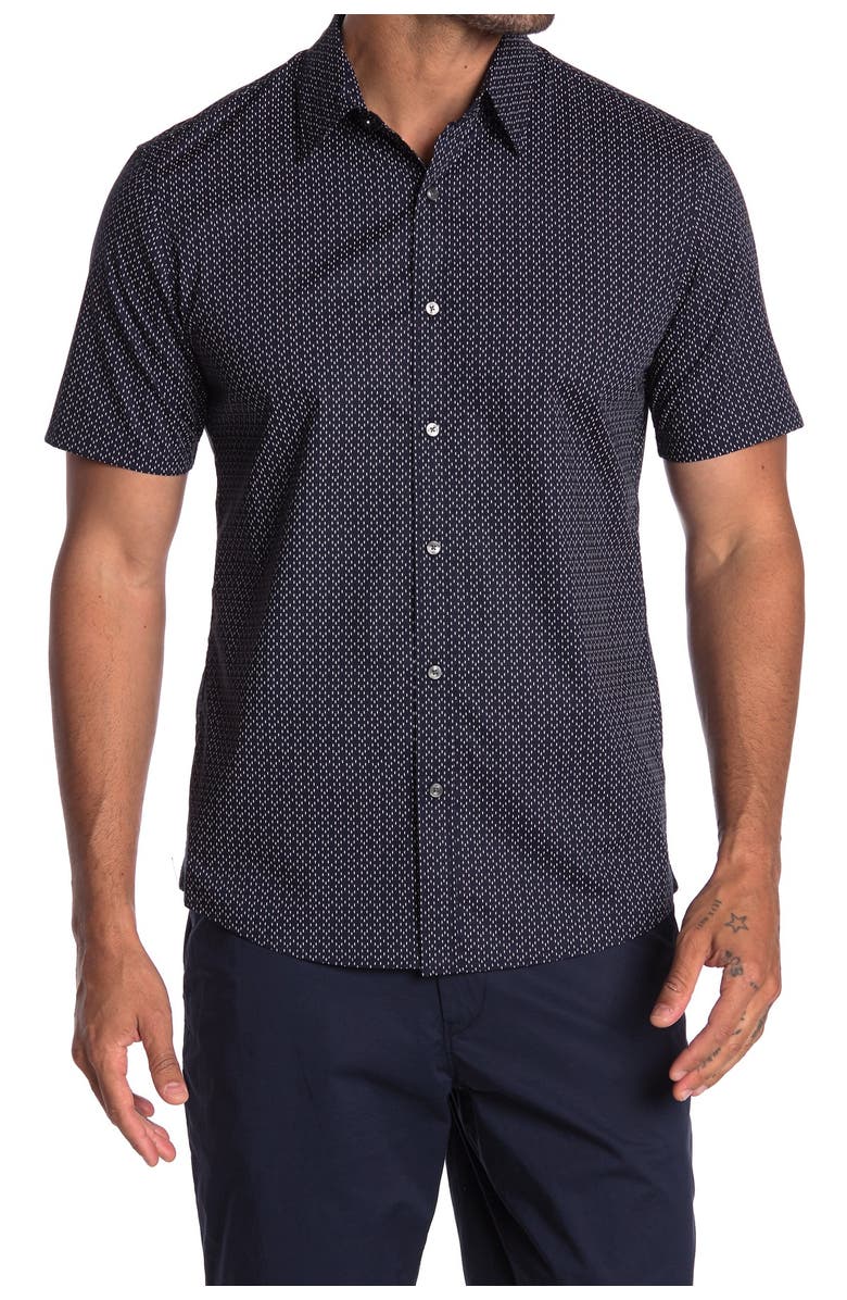 Michael Kors Slim Fit Short Sleeve Printed Shirt, Main, color, 