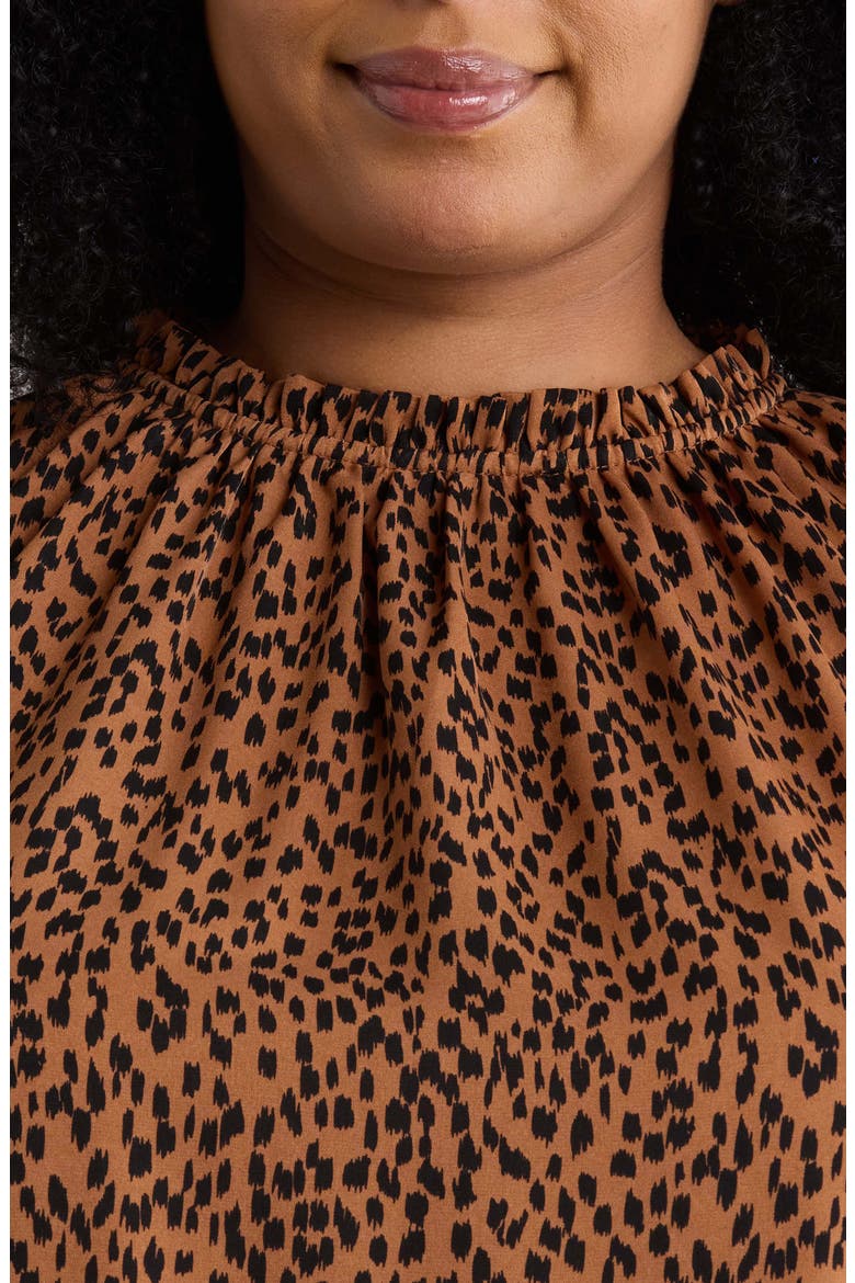 Ruffle Neck Long Sleeve Top, Alternate, color, LEOPARD