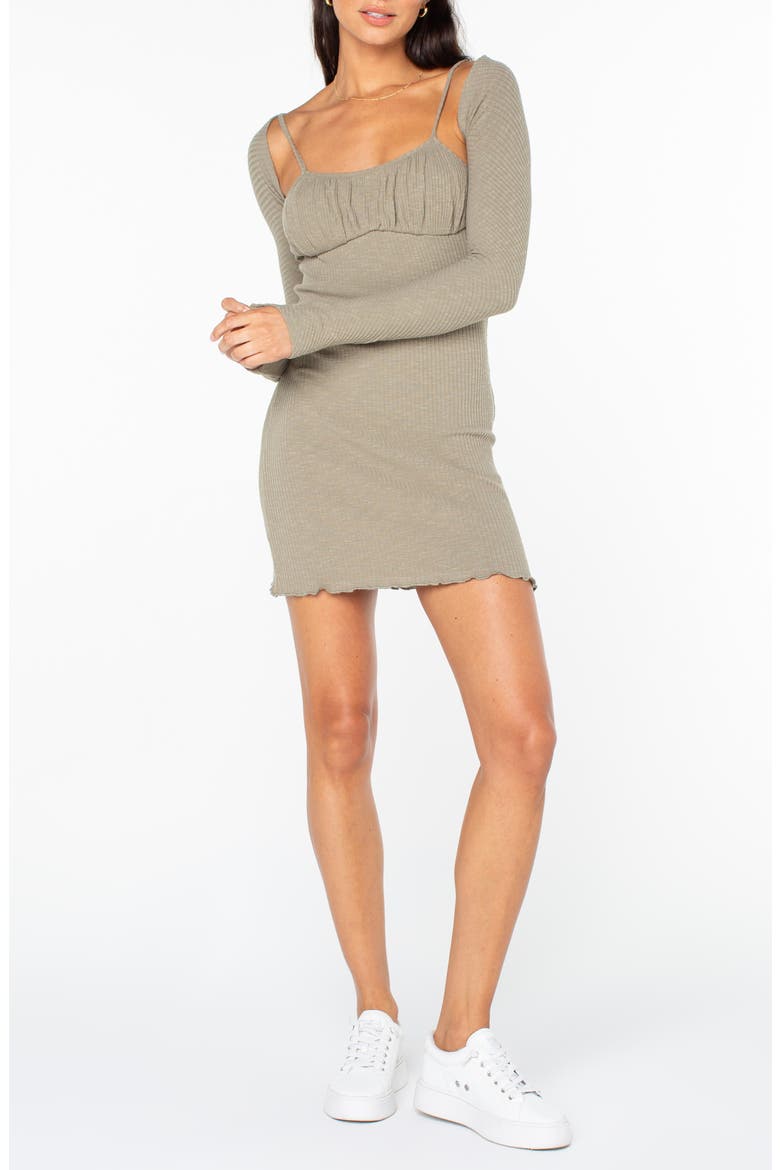 Twin Flame Minidress & Shrug Set, Main, color, VETIVER