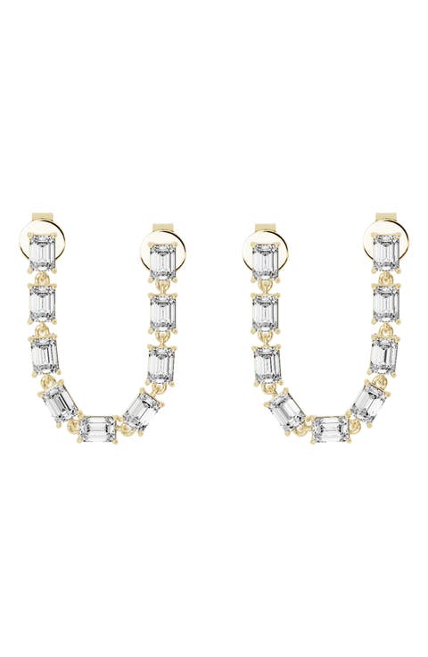 18K Gold Lab Created Diamond Double Post Dangler Drop Earrings - 4.32 ctw (Nordstrom Exclusive)