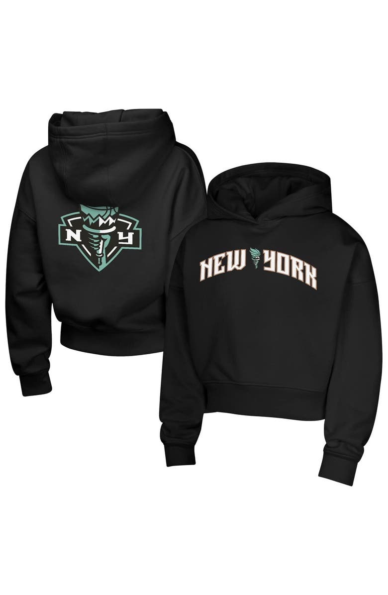 Outerstuff Girls Youth Black New York Liberty Top Closer Fashion Pullover Hoodie, Main, color, Black