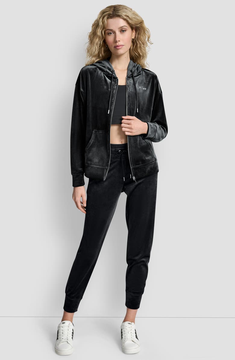 Rhinestone Velour Zip Hoodie