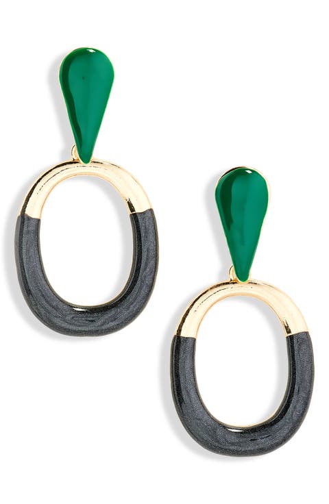 Geometric Enamel Drop Earrings