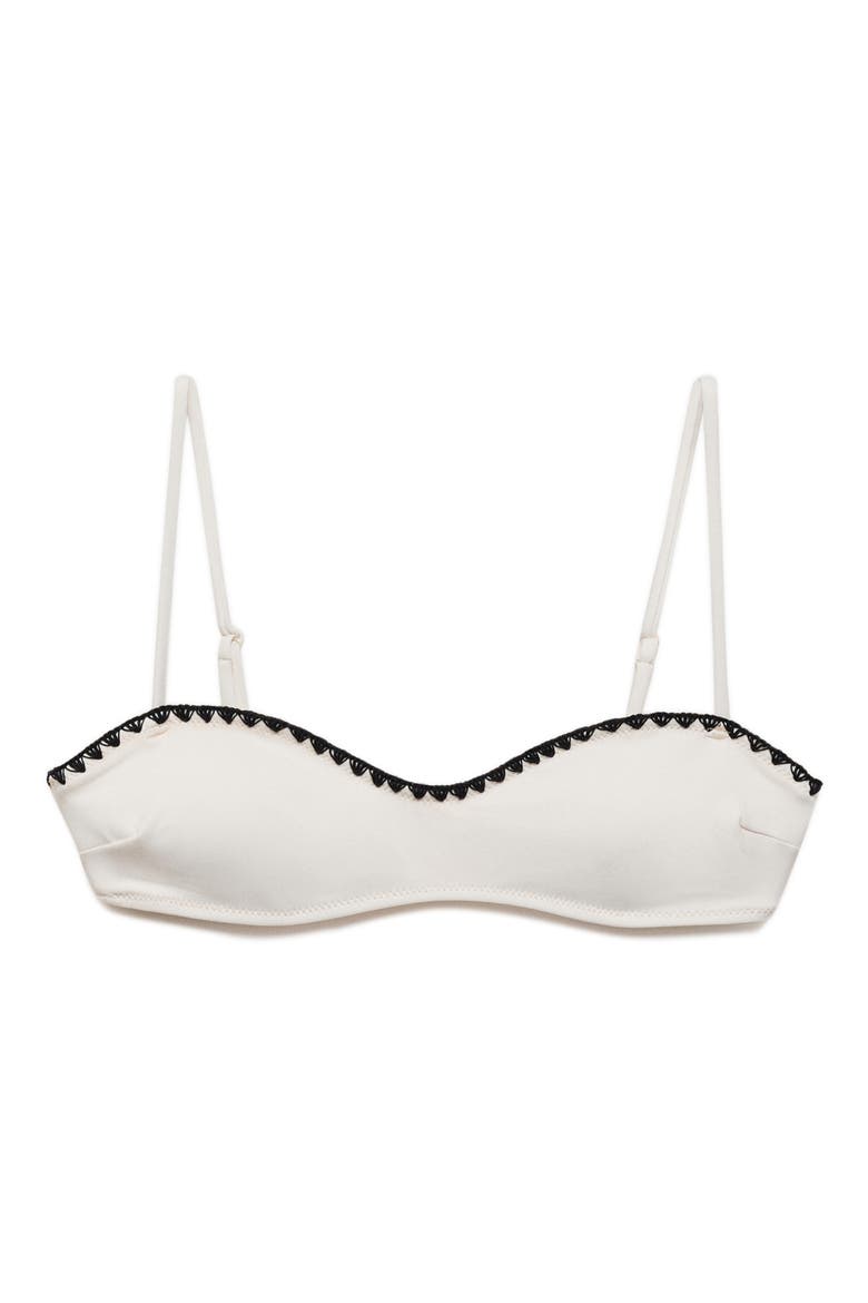 Contrast Embroidery Bikini Top, Main, color, WHITE