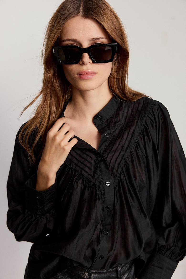 The Shiv Ruffled Shirt, Alternate, color, Black