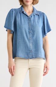 beachlunchlounge Greyson Short Sleeve Denim Button-Up Shirt