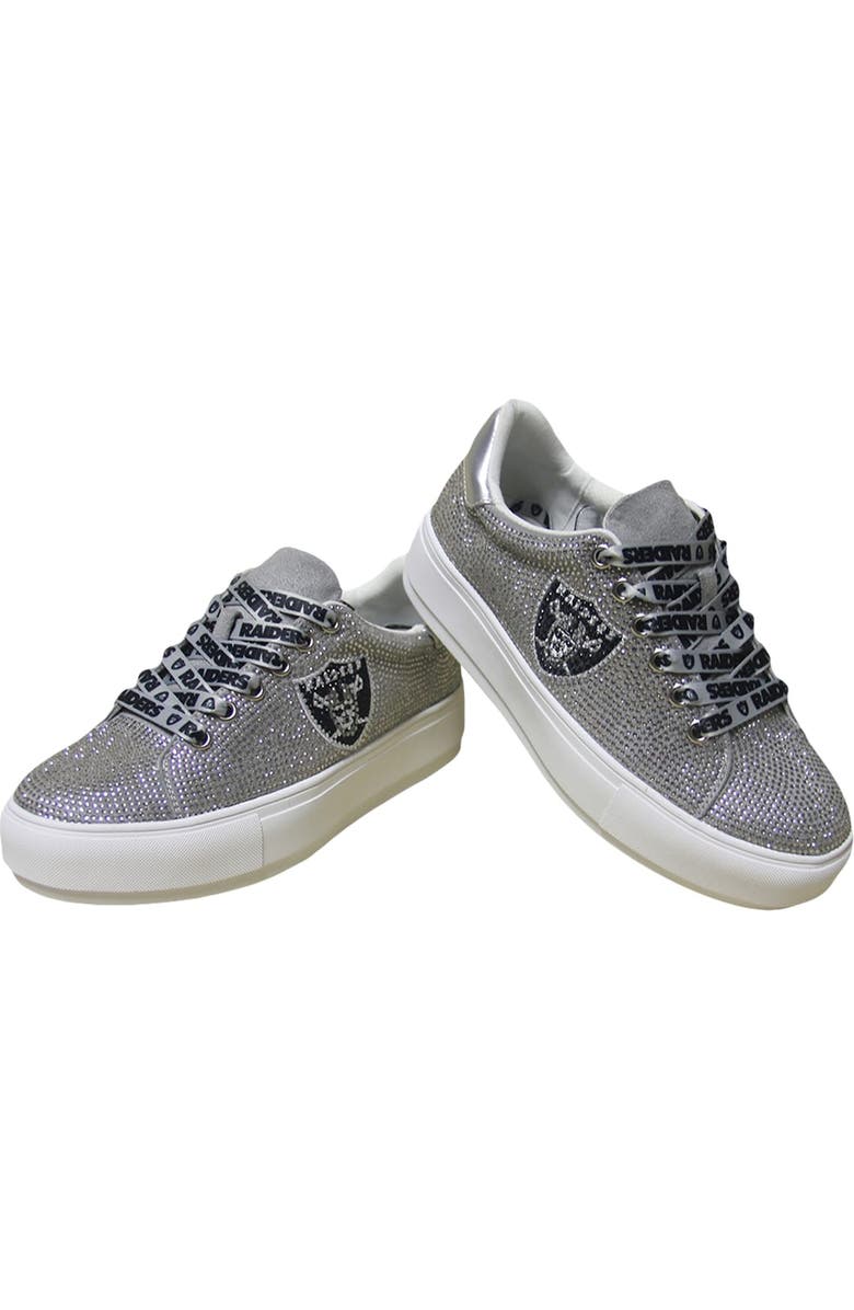 CUCE Women's Cuce Silver Las Vegas Raiders Team Color Crystal Sneakers, Alternate, color, Silver