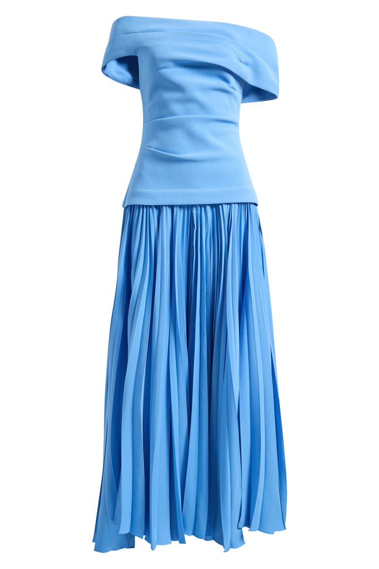 Haileypark Gathered Pleated Off the Shoulder Gown, Alternate, color, ALT BLUE