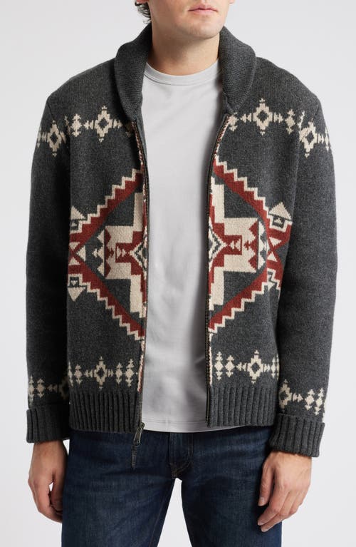 Pendleton Four Corners Lambswool Zip Cardigan in Four Corners Charcoal 