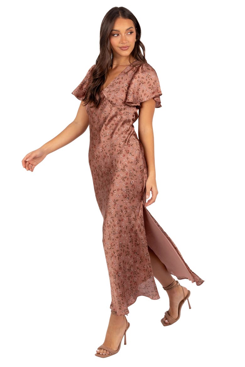 Flossy Floral Satin Midi Dress, Alternate, color, MAUVE