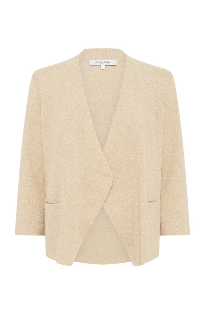 GERARD DAREL Lavina 3/4 Sleeve Open Front Cardigan, Alternate, color, Mustard