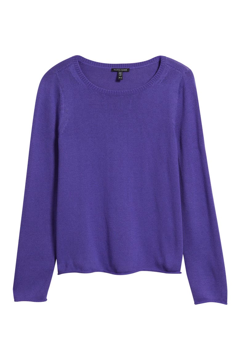 Bateau Neck Cotton Blend Sweater, Alternate, color, ULTRAVIOLET