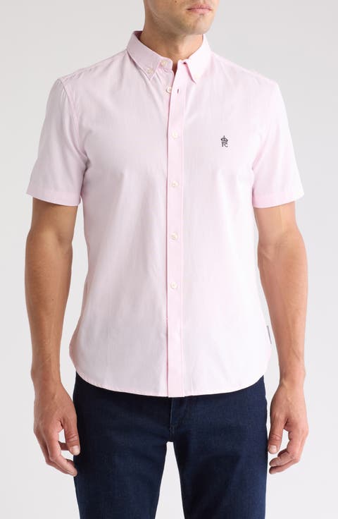 Cotton Oxford Short Sleeve Button-Up Shirt