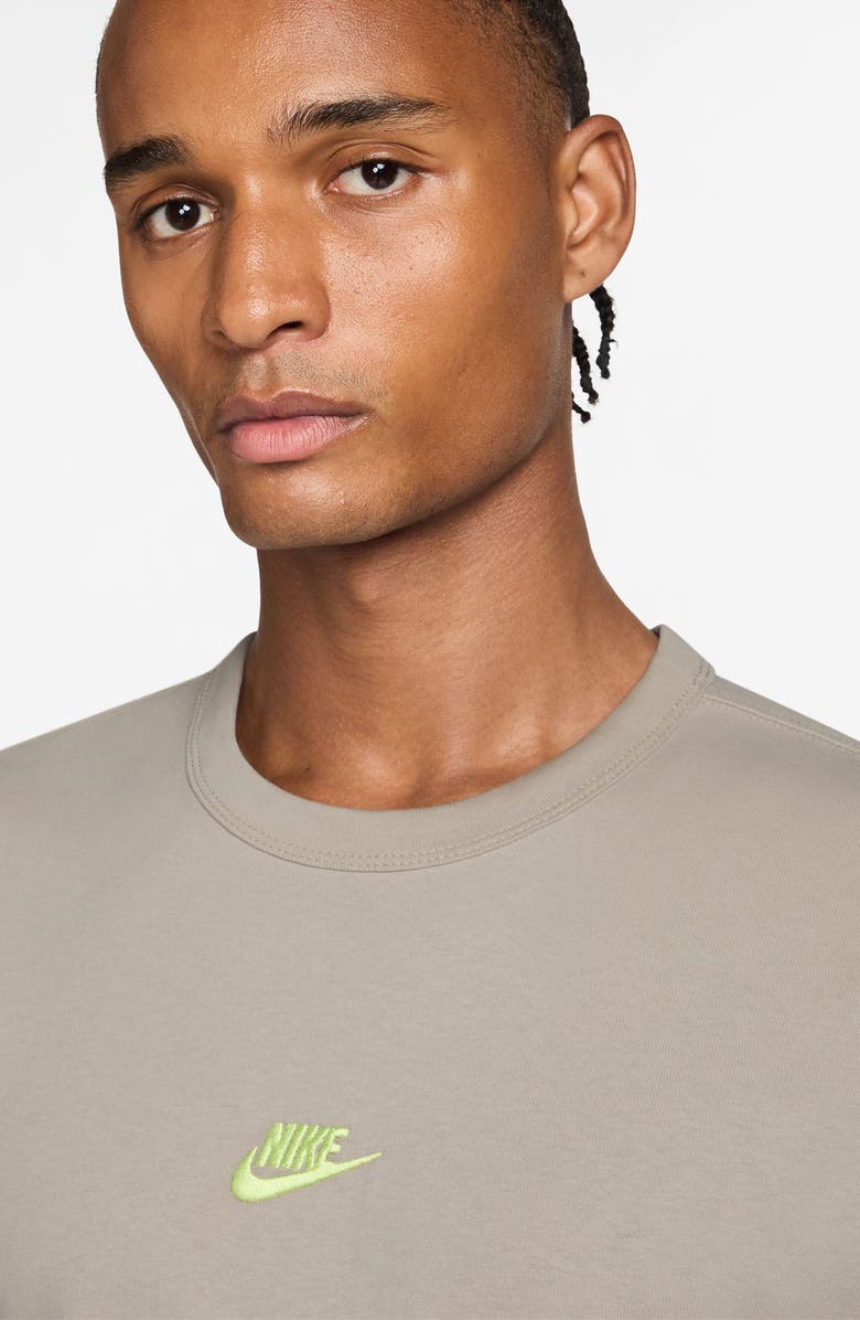 Nike Sportswear Embroidered Swoosh Cotton T-Shirt, Alternate, color, Cream