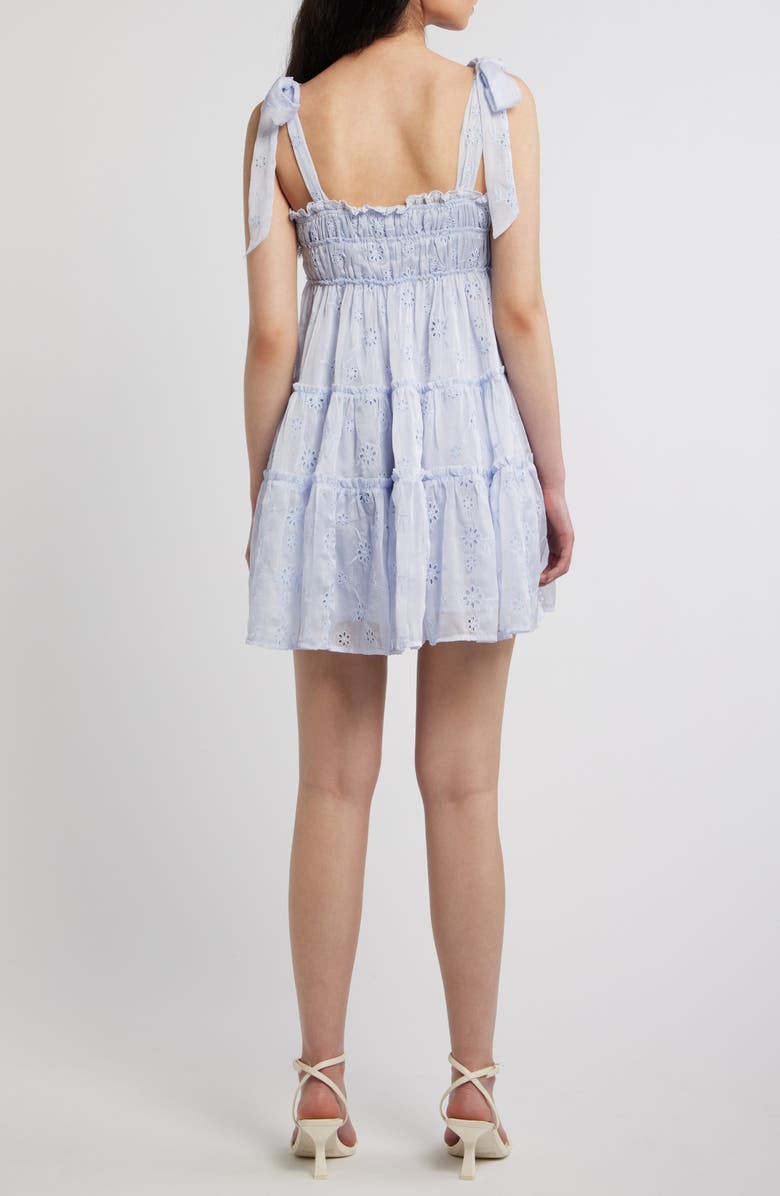 All in Favor Tiered Eyelet Mini Sundress, Alternate, color, Light Blue
