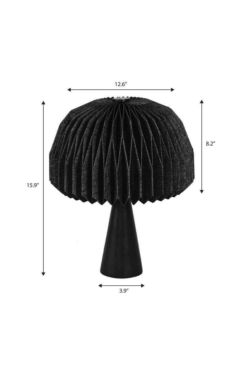 JONATHAN Y Sylvie 16" Modern Minimalist Paper Pleated Shade Mushroom Accent LED Table Lamp, Alternate, color, Black