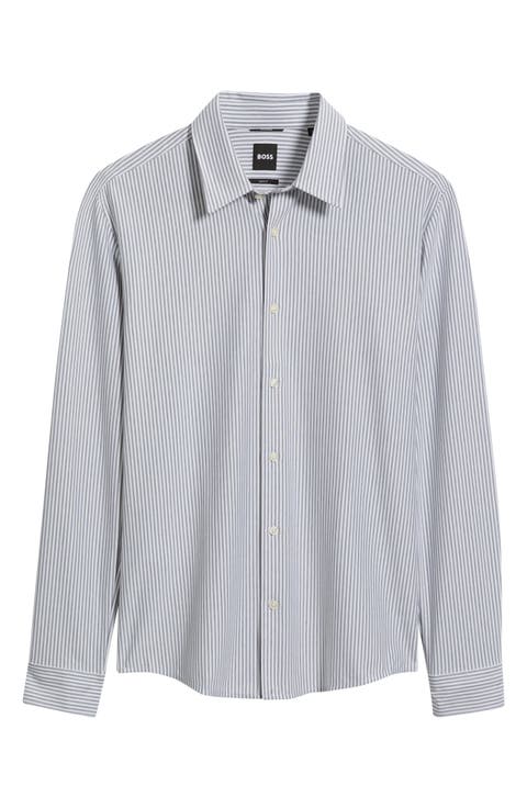 Roan Kent Slim Fit Stripe Performance Button-Up Shirt