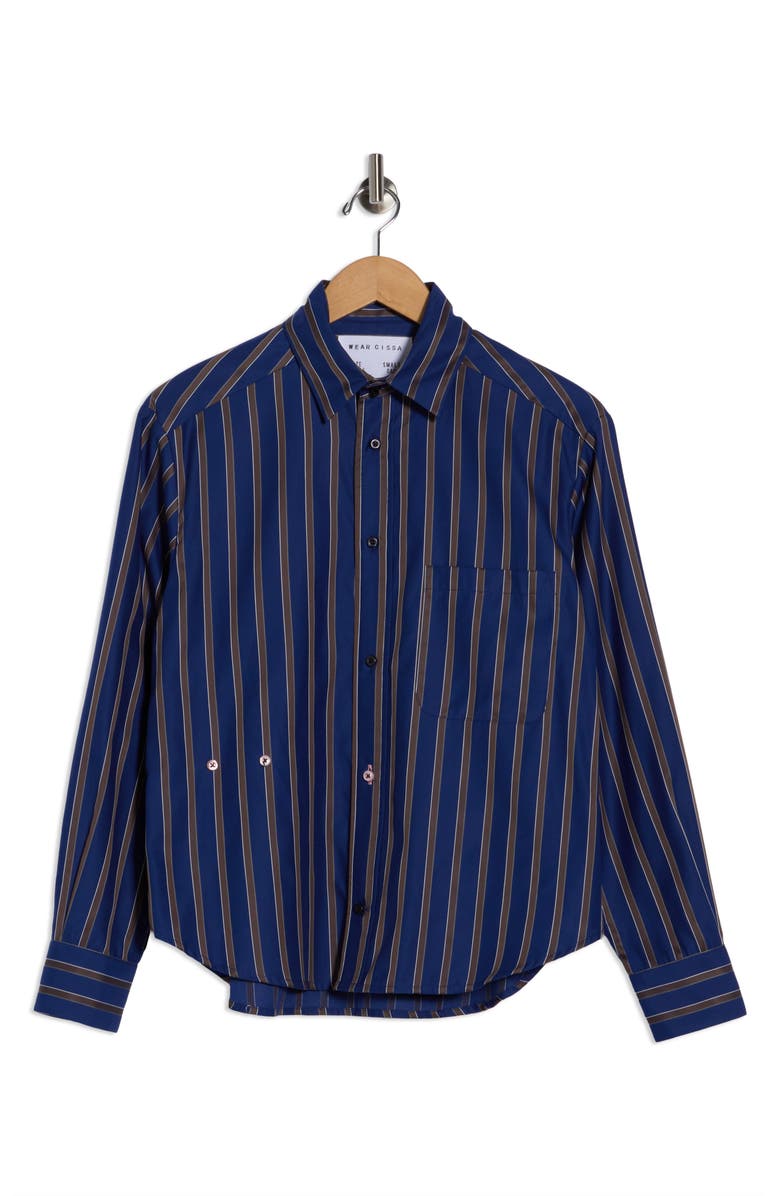 CISSA The Daily Cotton Button-Up Shirt, Alternate, color, Bowood Stripe