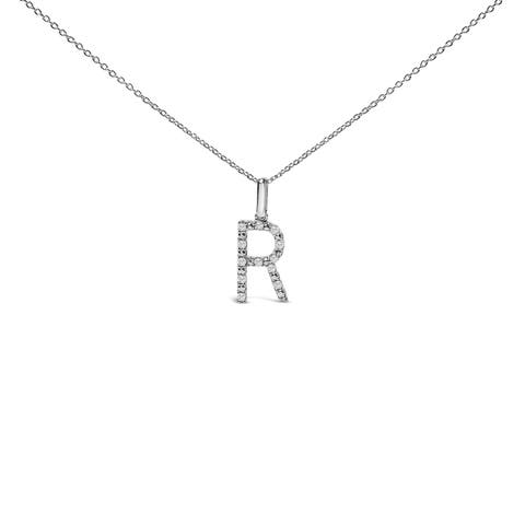 Sterling Silver Diamond Accent "A-Z" Initial Pendant Necklace