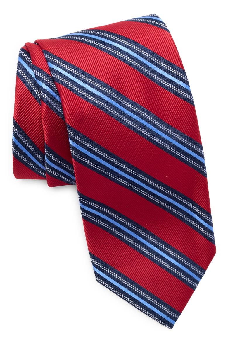 Brady Stripe Tie, Main, color, RED