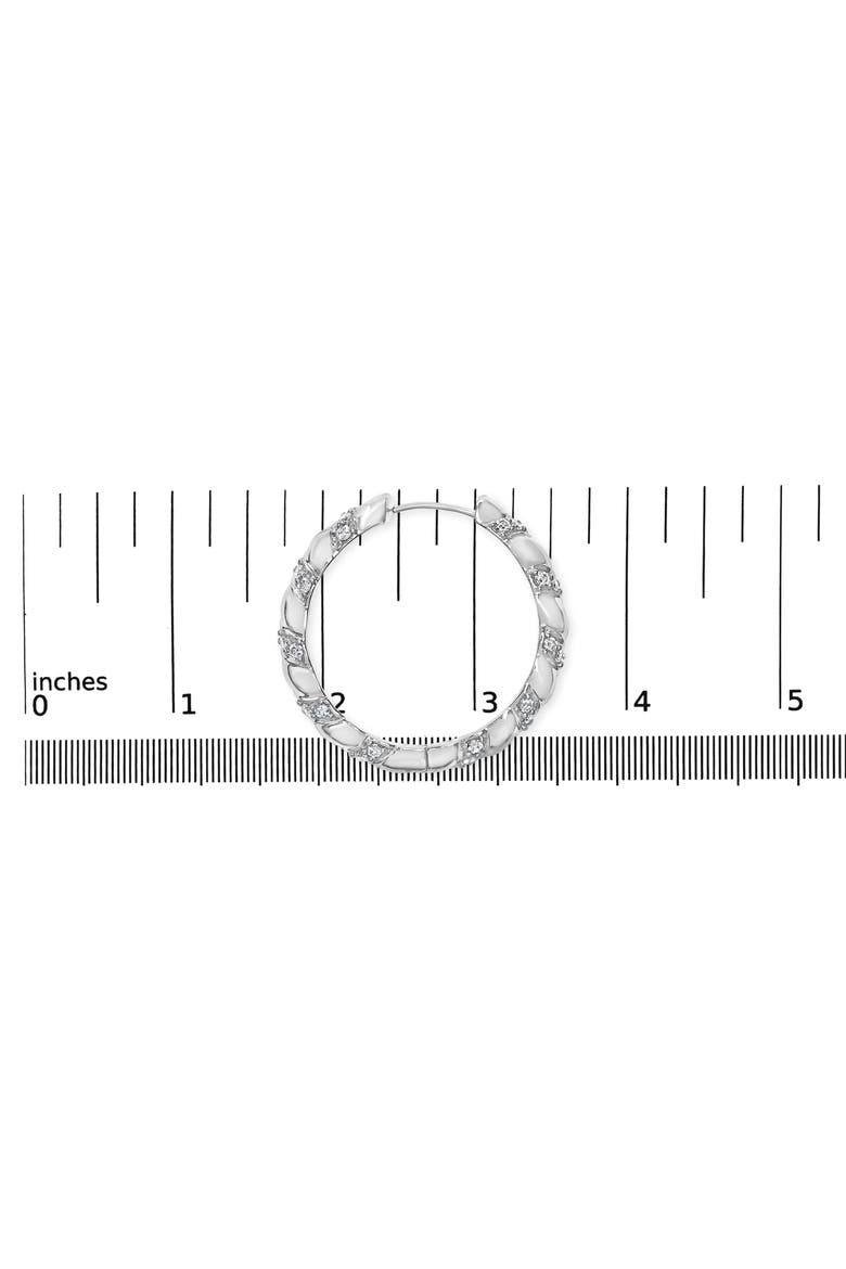 14K White Gold 1 1/5 Cttw Lab Grown Diamond Swirl Design 1" Inch Hoop Earrings, Alternate, color, White