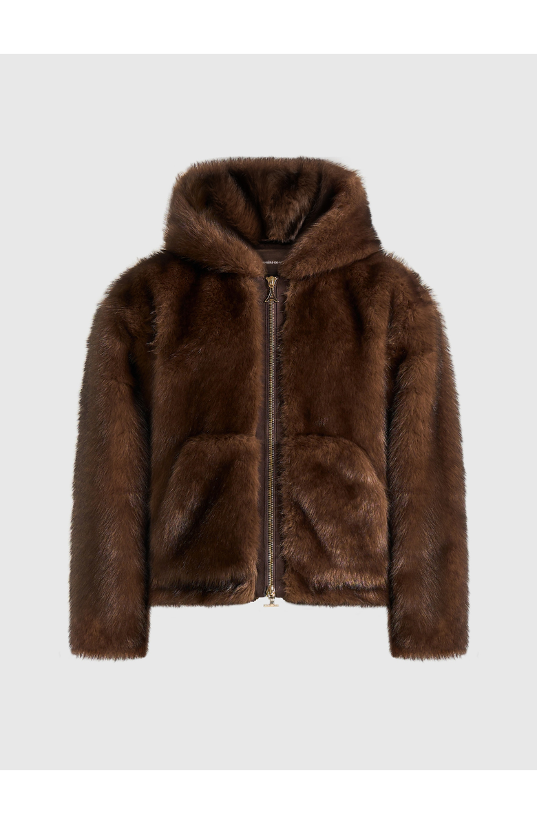 Manière De Voir Ryan Fur Hooded Jacket, Alternate, color, Brown
