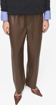 MANGO Faux Leather Drawstring Pants
