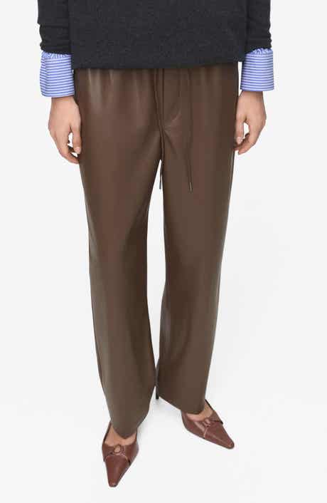 MANGO Faux Leather Drawstring Pants
