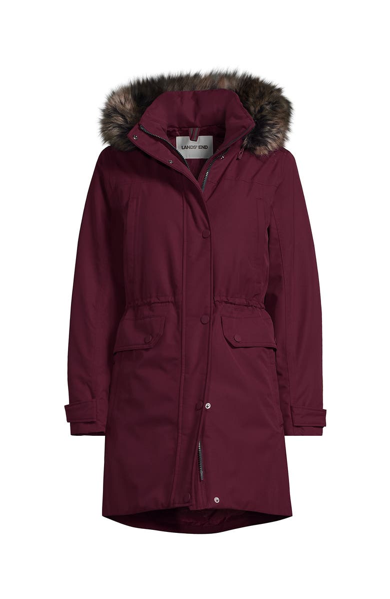 Lands' End Expedition Waterproof Down Winter Parka with Faux Fur Hood, Alternate, color, Burgundy Spritz