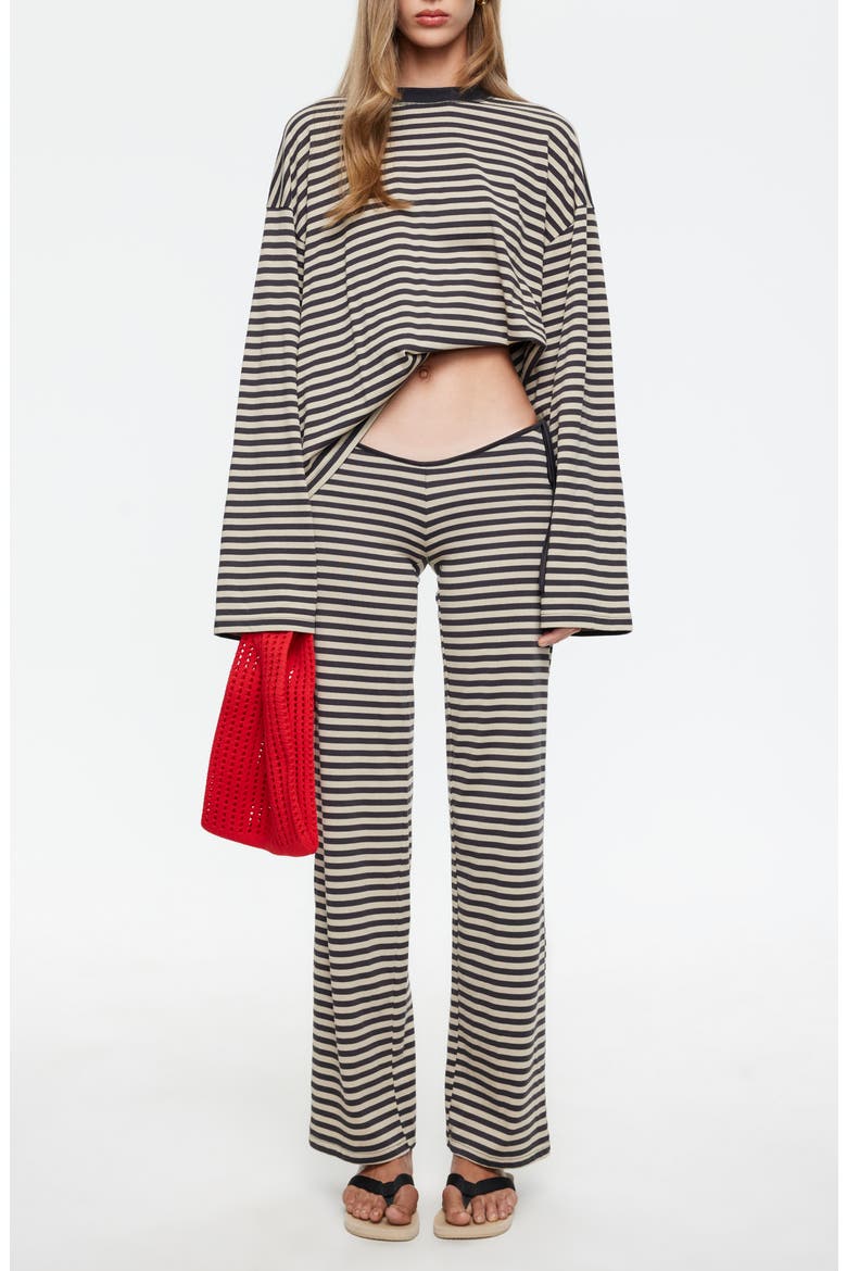 Bloom Side Tie Wide Leg Pants, Alternate, color, SLATE STRIPE