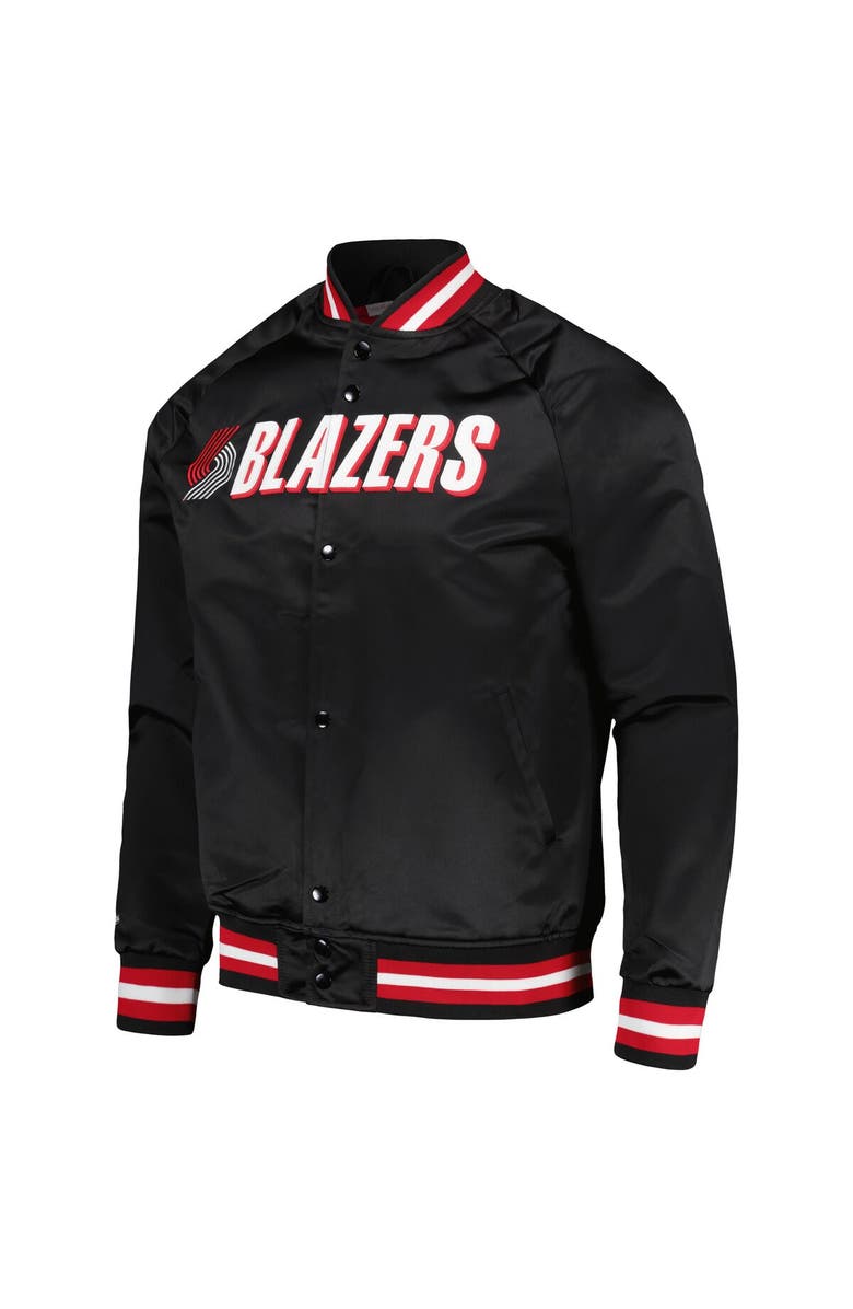 Mitchell & Ness Men's Mitchell & Ness Black Portland Trail Blazers Hardwood Classics  Throwback Wordmark Raglan Full-Snap Jacket, Alternate, color, 