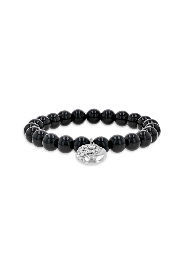 Onyx 8MM Bead Bracelet With Diamond  Yin Yang Charm, Main, color, Onyx / Sterling Silver