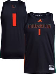 adidas Men's adidas #1 Black Miami Hurricanes Swingman Jersey