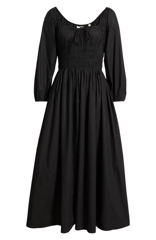 Doen Dôen Quintessa Shirred Organic Cotton Maxi Dress In Black