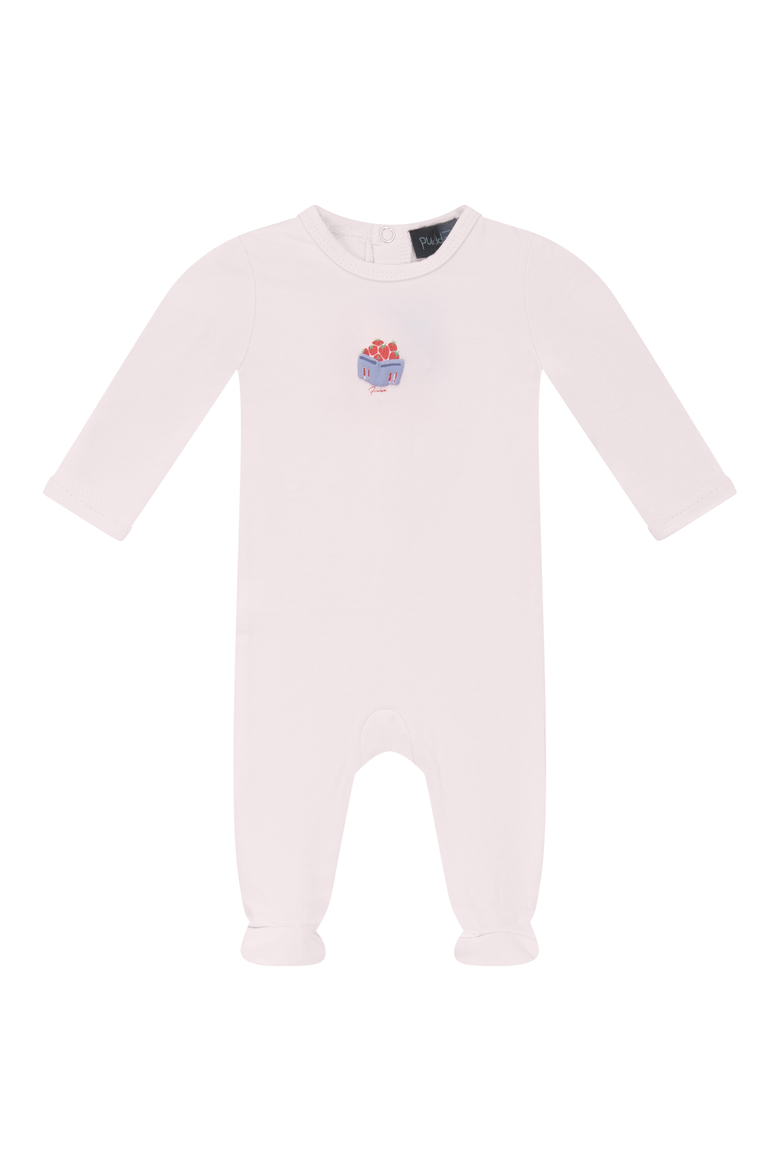 Strawberry Box Back Snap Footed Romper, Main, color, Pink Sorbet