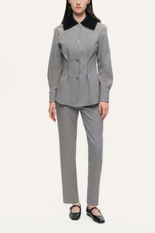 Nocturne Tailored Micro Check Cigarette Pants In Black