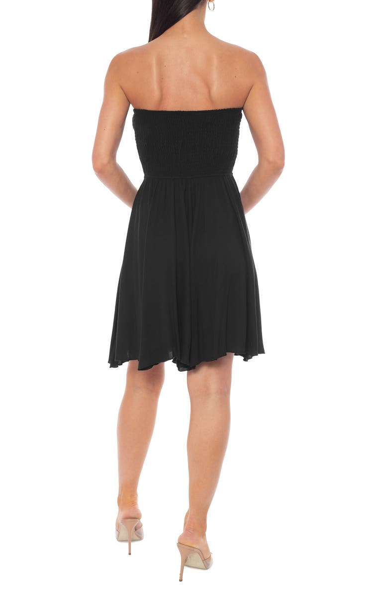 bebe Strapless Smocked Dress, Alternate, color, Black