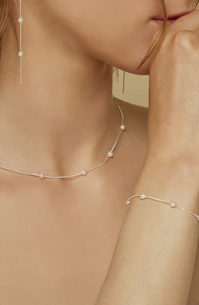 Bearfruit Jewelry Sterling Silver 18k Gold Plated Infinite Pearl Set Holiday Gift Idea, Alternate, color, Silver