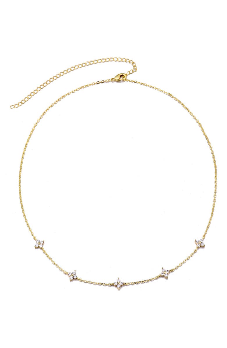 Adornia Cubic Zirconia Flower Station Necklace, Alternate, color, Gold