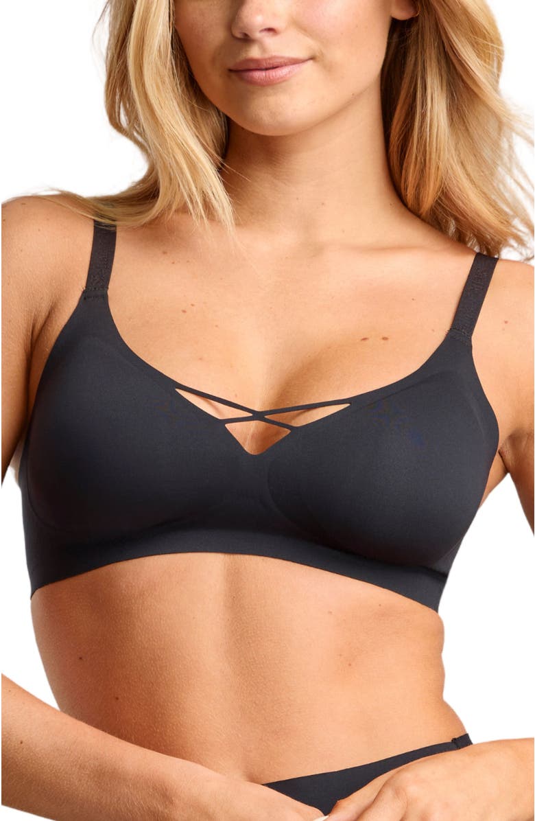 Siella No-Show V-Neck Bra, Main, color, Black