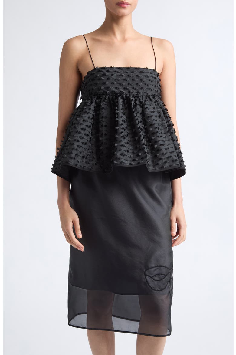 Babette Embroidered Jacquard Camisole Top, Main, color, BLACK