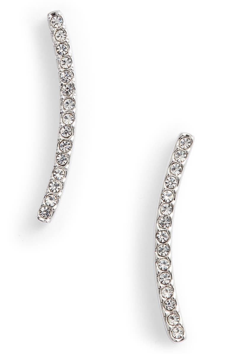 Nadri CZ Curved Bar Earrings, Main, color, 