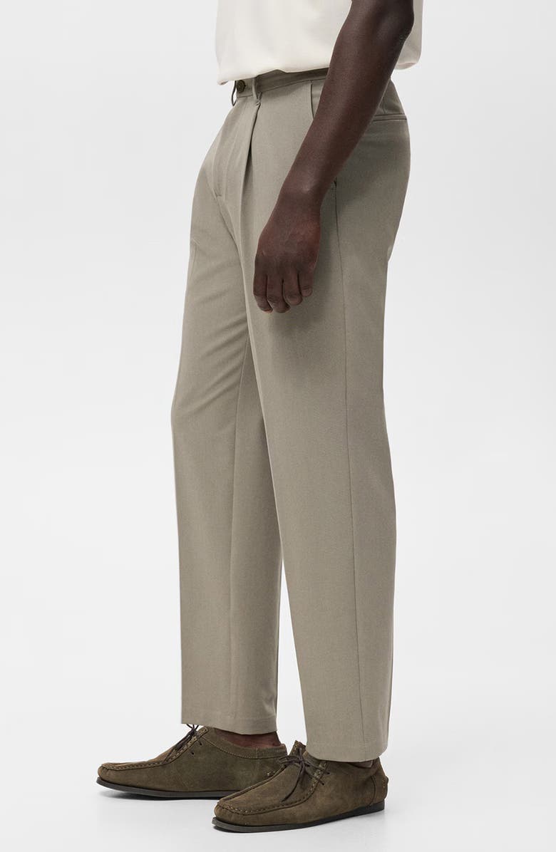 MANGO Pleated Fluid Straight Leg Pants, Alternate, color, Mink Grey