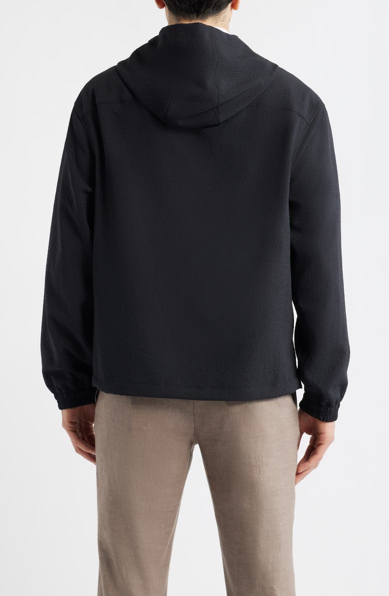 Emporio Armani Seersucker Hooded Jacket, Alternate, color, Solid Black